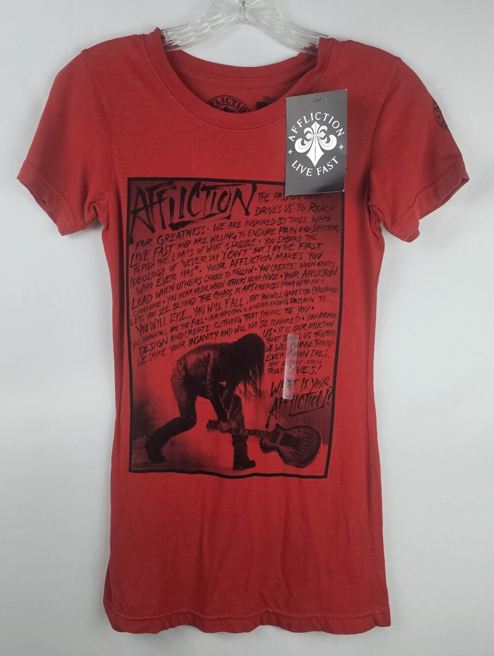NWT Y2K Affliction Guitar Smash Graphic T-Shirt Grunge MMA